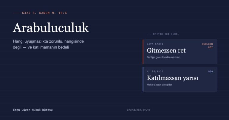 Arabuluculukta iki kritik kural: dava şartına uyulmazsa davanın usulden reddi ve ilk toplantıya katılmayan tarafın yargılama giderlerinin yarısından sorumlu olması