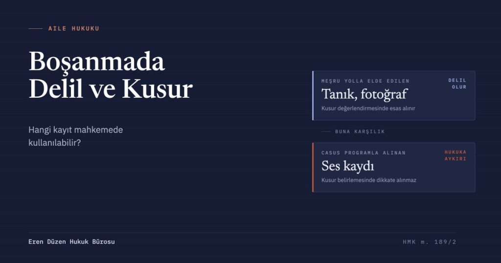 Boşanma davasında hukuka aykırı delil kusur belirlemesinde dikkate alınmaz