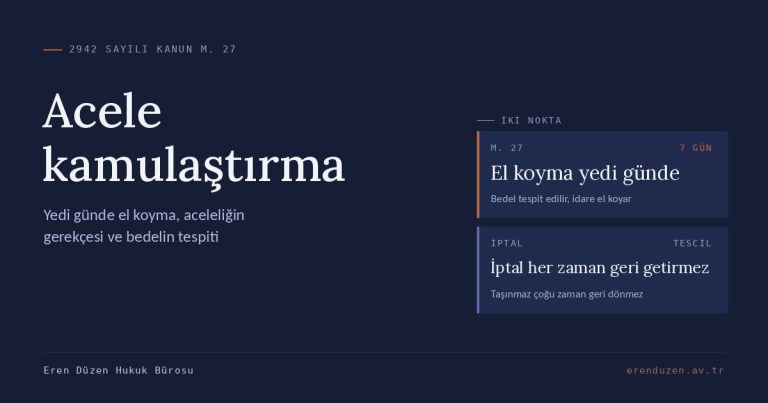 Acele kamulaştırma: el koyma, iptal davası ve bedel