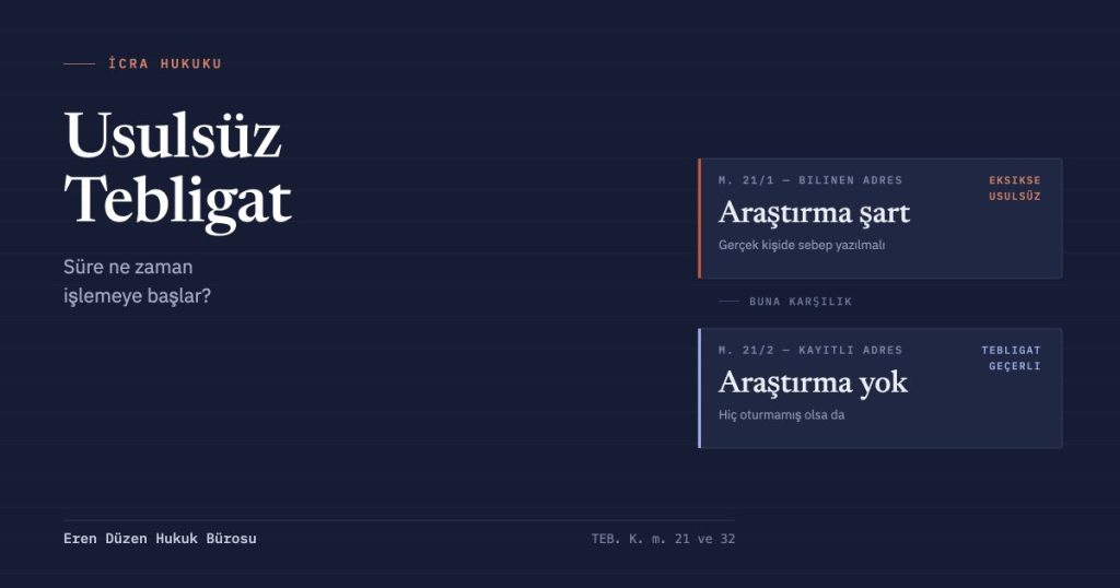 Tebligat Kanunu m. 21/1 ile 21/2 karşılaştırması: bilinen adreste araştırma zorunlu, adres kayıt sistemi adresinde aranmaz